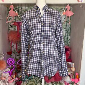 J Crew Mens Shirt Small Extra Large Plaid Button Down Blue White Yellow